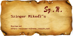 Szinger Mikeás névjegykártya